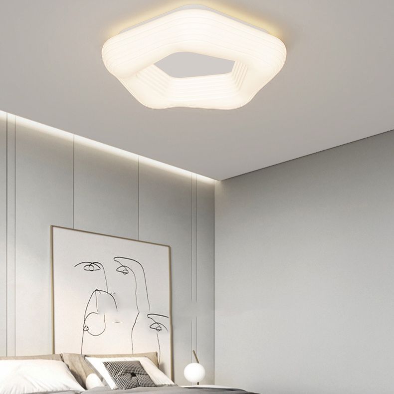 2-Light White Finish Flush Mount Lighting LED Ceiling Light for Living Room