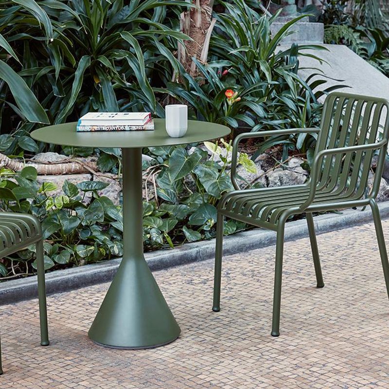 Contemporary Metal Patio Table Round/Square Water Resistant in Green