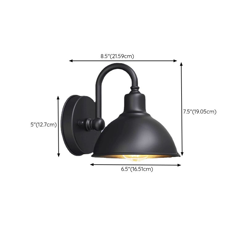 Rounded Dome Shape Wall Lamp Modern Style Metal 1 Lights Sconce Light in Black