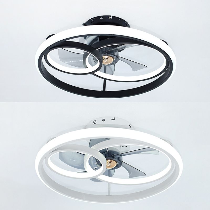 Metal Round Shape Ceiling Fan Modern Style 3 Lights Ceiling Fans Fixtures