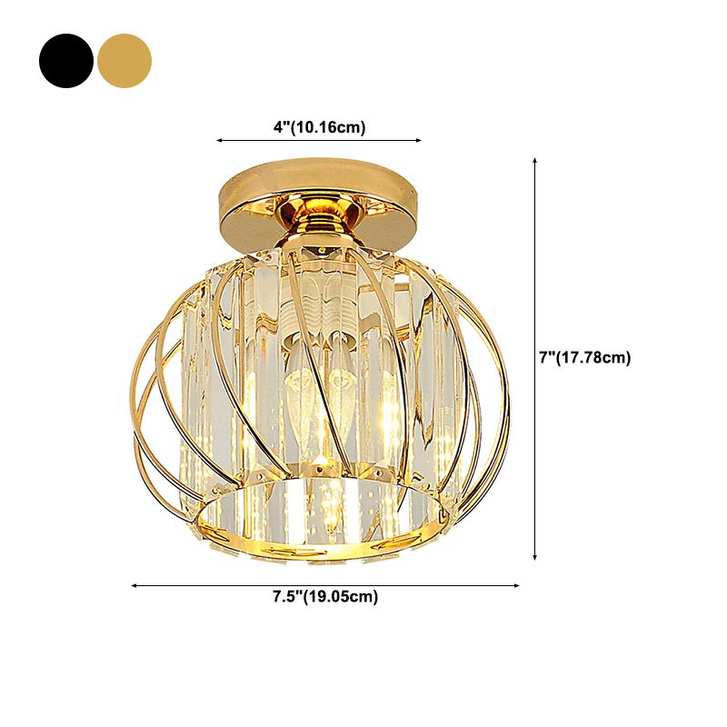 Contemporary Ceiling Lighting Single Light Flush Mount Fixture with Crystal for Corridor