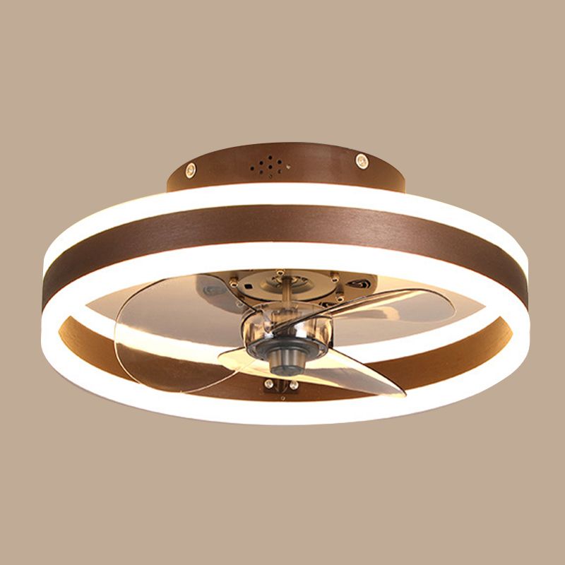 Circular Flush Mount LED Fan Light Minimalist Acrylic Bedroom Dining Room Semi Flush Light