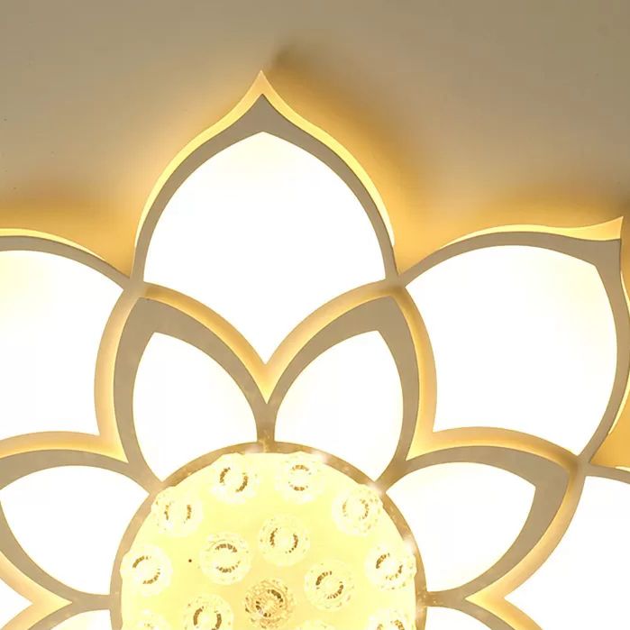 Lámpara de montaje empotrado con forma de flor blanca, cristal LED moderno cerca de la iluminación del techo