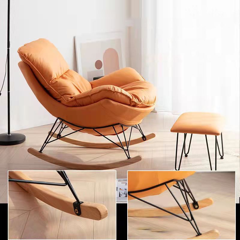 Contemporary Plain Rocking Chair Faux Leather Water Resistant Glider Chair