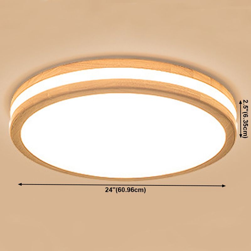 Lámpara de techo LED con forma geométrica, madera moderna, 1 luz, montaje empotrado para pasillo de comedor