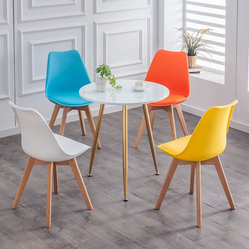 Contemporary Kitchen Chair Dining Armless Chairs with Wooden Legs