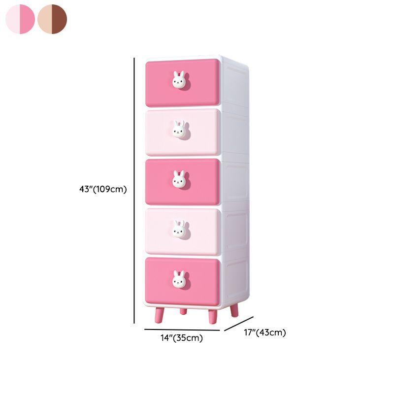 Contemporary Vertical Kids Nightstand Plastic Nursery Dresser with 5/6 Drawers