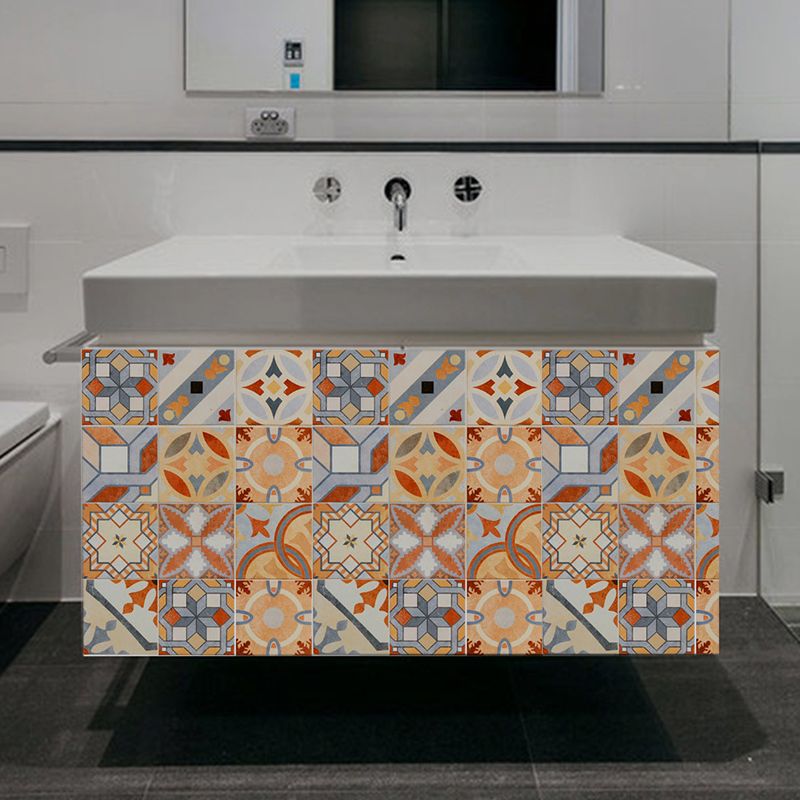 Boho Mosaics Tile Stick Wallpaper Panel Orange-Blue Kitchen Wall Covering, 8' x 8"