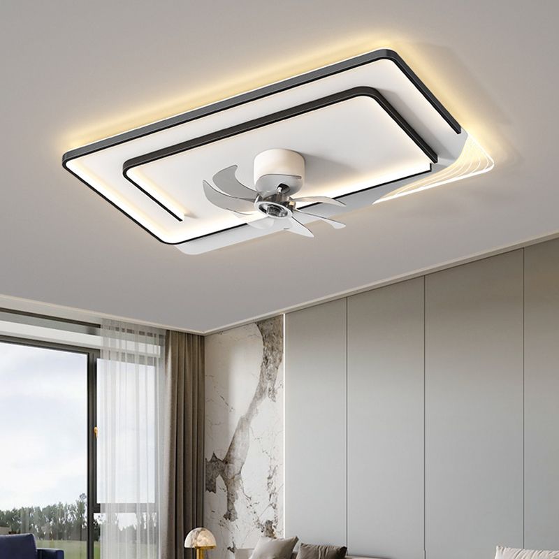 Minimalism LED Ceiling Fan Metal Fan Lighting in Black for Bedroom