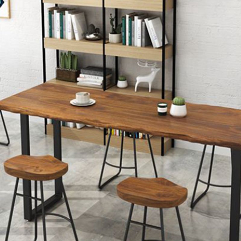 Industrial Style Bar Table Solid Wood Pedestal Base Bar Dining Table