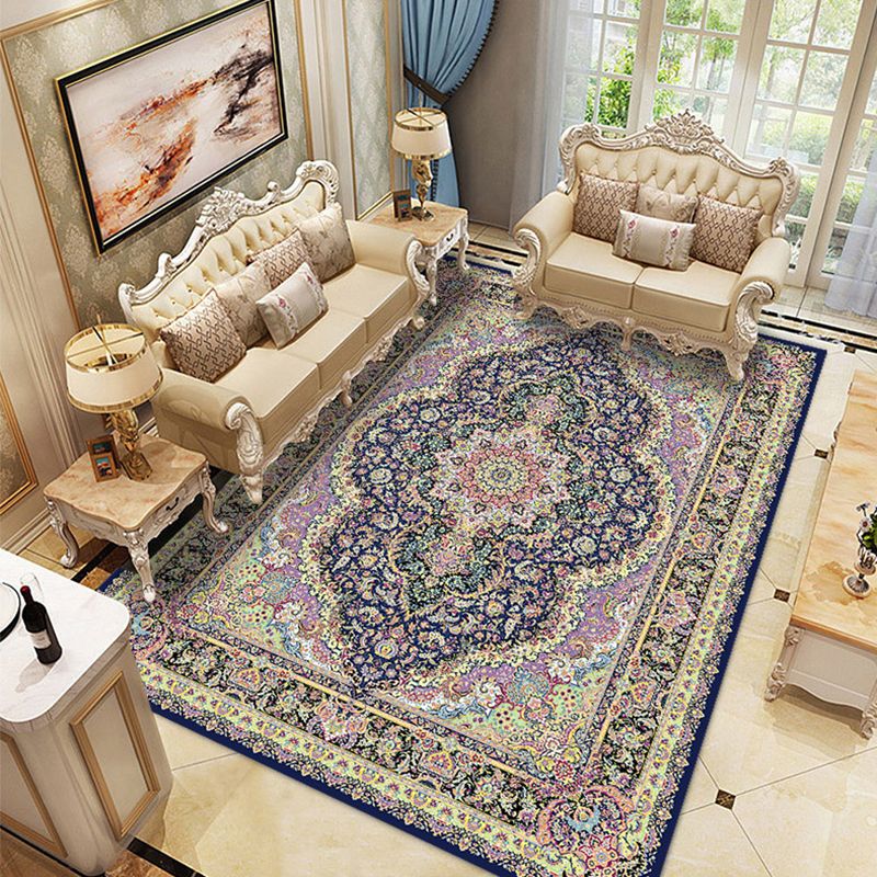 Decorative Victoria Indoor Rug Reclaimed Floral Printed Area Carpet Polyester Stain Resistant Rug for Living Room