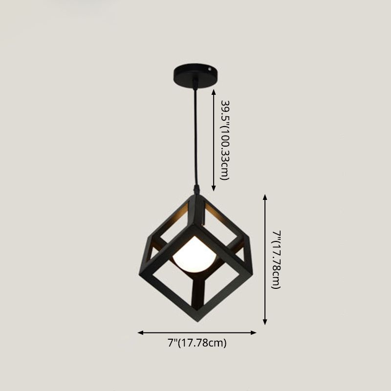 1 licht vierkante kooi hangende verlichtingsarmaturen creatieve industriële stijl metalen plafondlicht voor bar