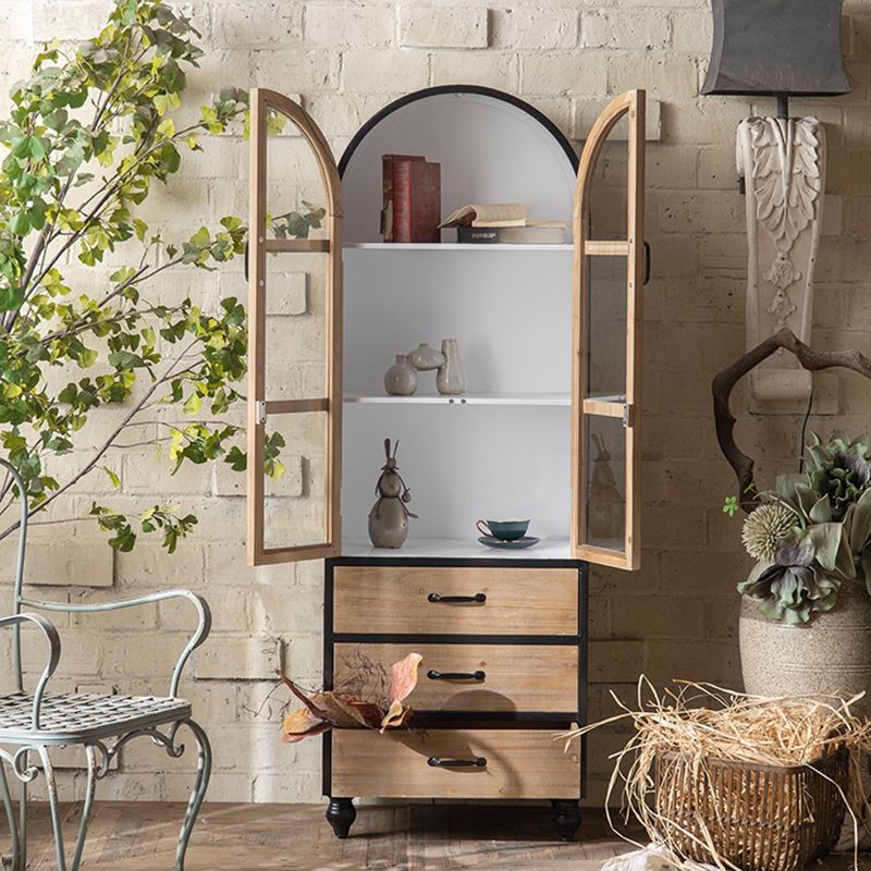 Traditional Wood Cabinet Multi-shelf Buffet Cabinet with Door for Living Room