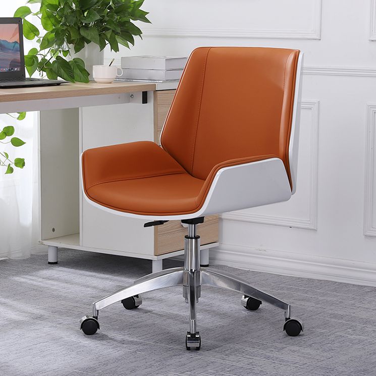 Armless Desk Chair Slide Modern Adjustable Seat Height Chair with Wheels