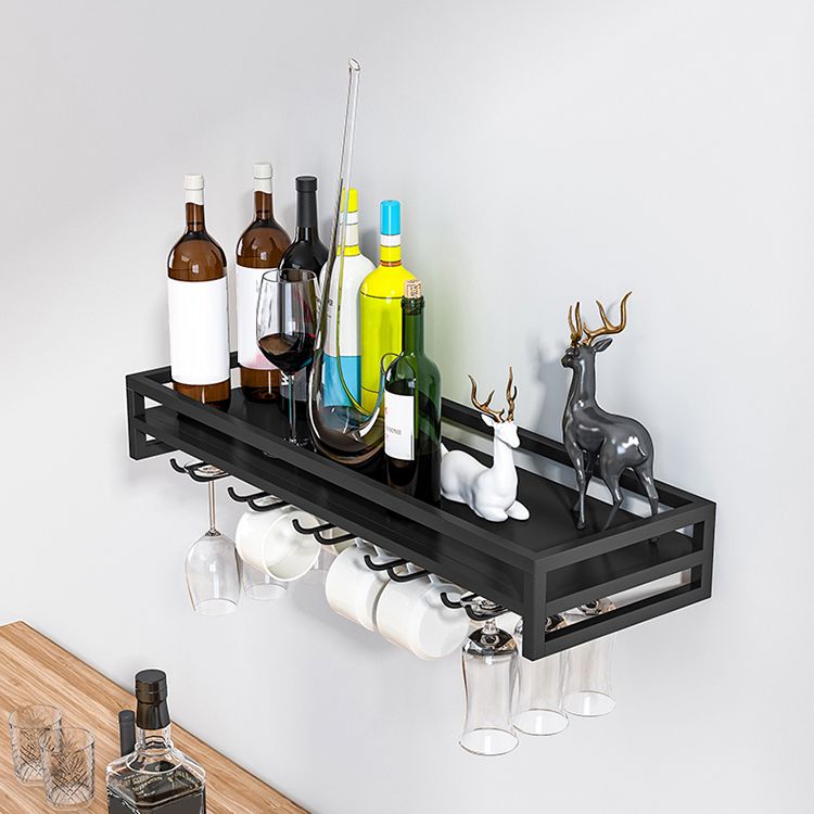 Iron Wall Mounted Wine Holder Rack Modern Wine Rack with Stemware Holder