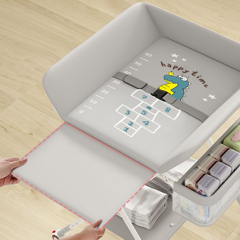 Modern Flat Top Changing Table with Pad Metal Folding Baby Changing Table