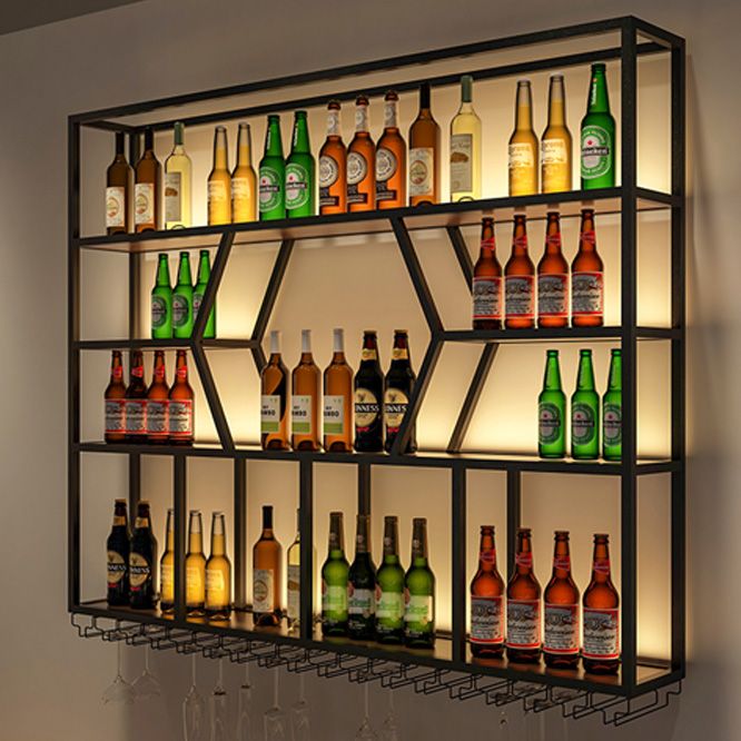 Modern Style Wine Rack Iron Wall Mounted Wine Holder Rack with Shelf