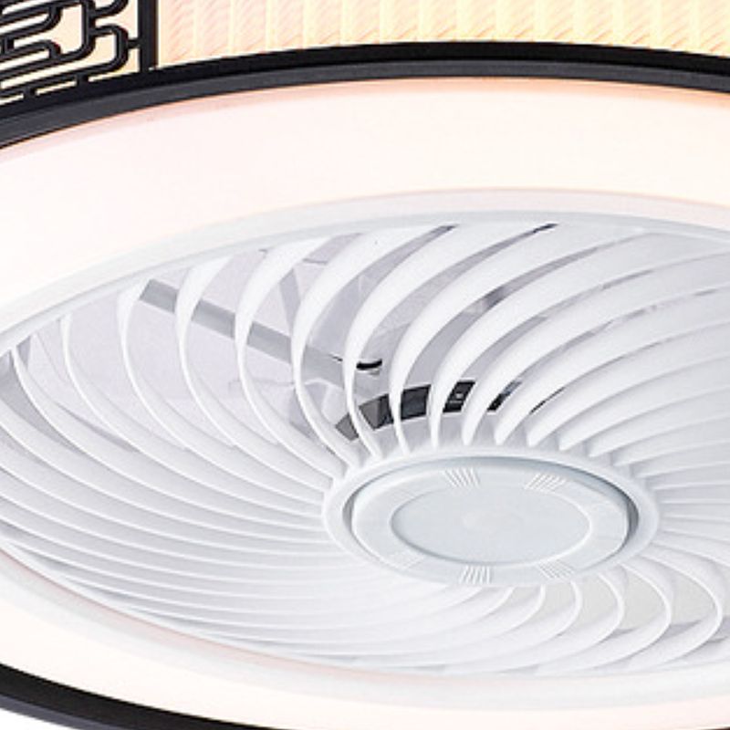 Interior LED Modern Fan Light Fixture Round Acrylic Round Ceiling Fan in Black / Gold