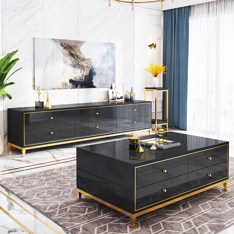 Luxurious Glass Top TV Stand Console 19.69" H TV Stand with Drawers