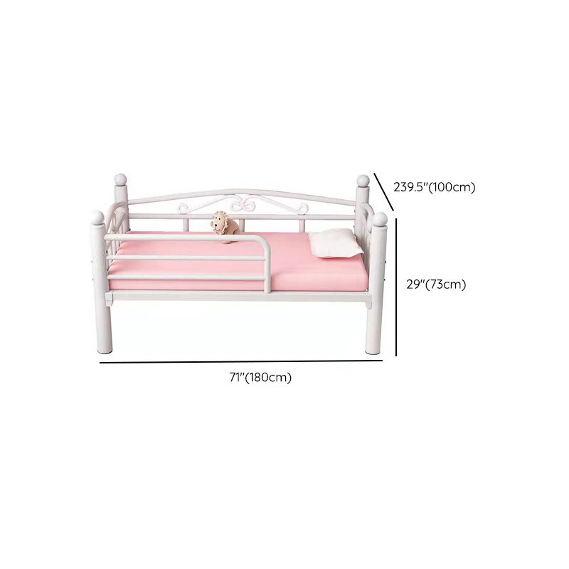 Contemporary Bed with Detachable Guardrails in Metal and White