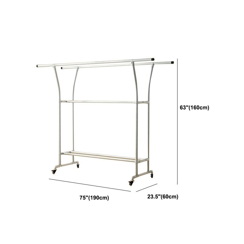 Modern Hall Stand Metal Framed with 3 Hanging Rails and Storage Shelving Entryway Kit