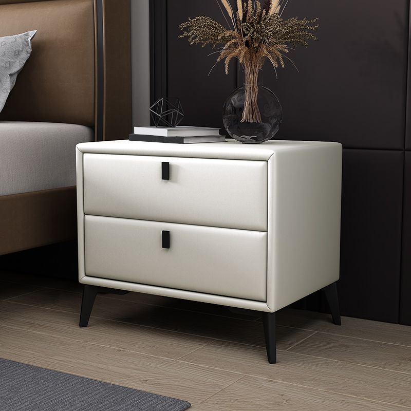 Leather Accent Table Nightstand Modern Nightstand for Bedroom