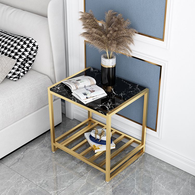 Contemporary Faux Marble Accent Table Nightstand 19.7" Tall Bed Nightstand