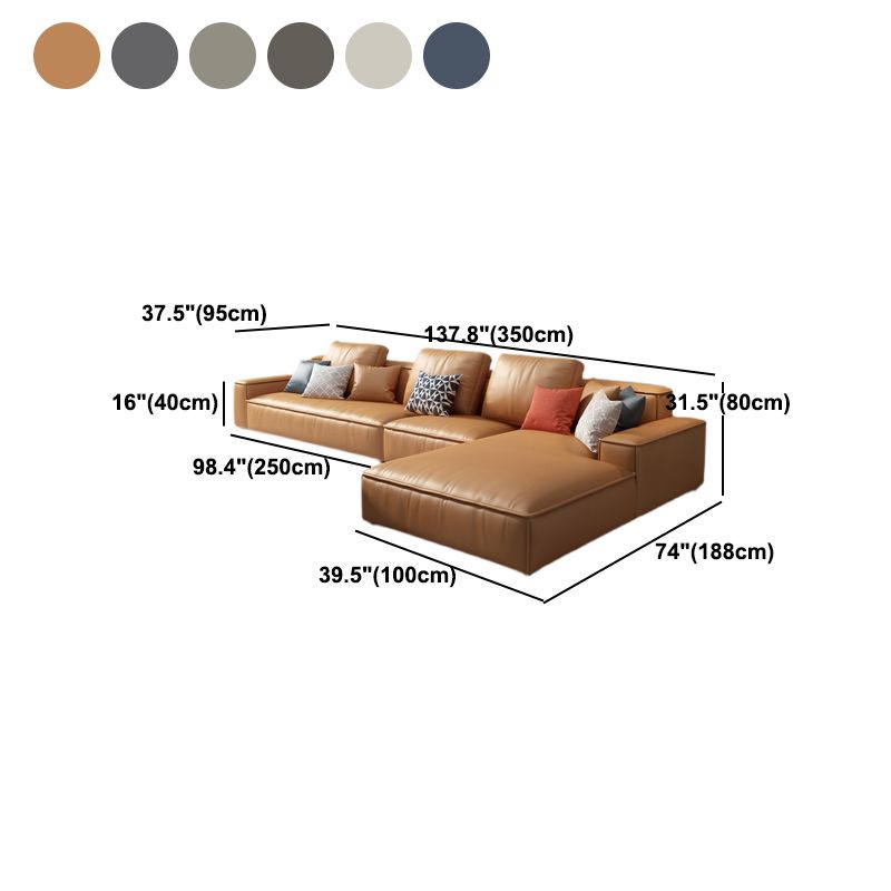 Faux Leather Loose Back Sofa & Chaise 137.8*74*31.5 Recessed Arm Sofa