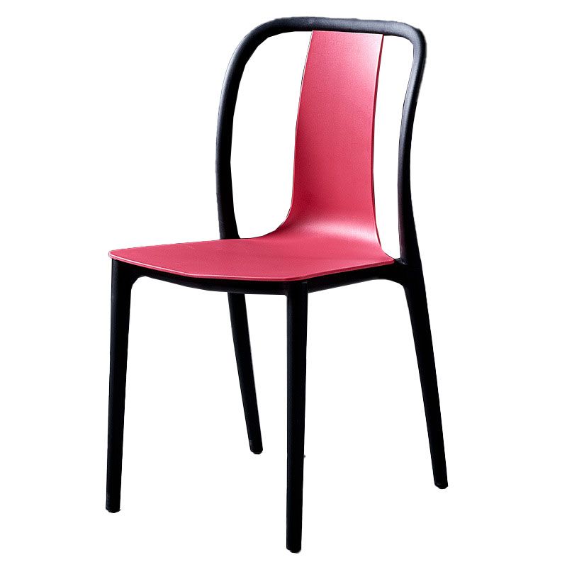 Contemporary Chairs Dining Slat Back Armless Chairs with Plastic Legs