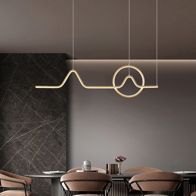 2-Light Modernism Golden/Black Ceiling Light LED Kitchen Island Lighting for Bedroom