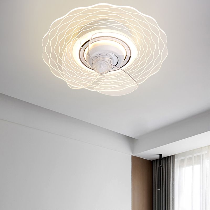 Metal Round Ceiling Pendant Modern Style 1 Light LED Fan Light for Living Room