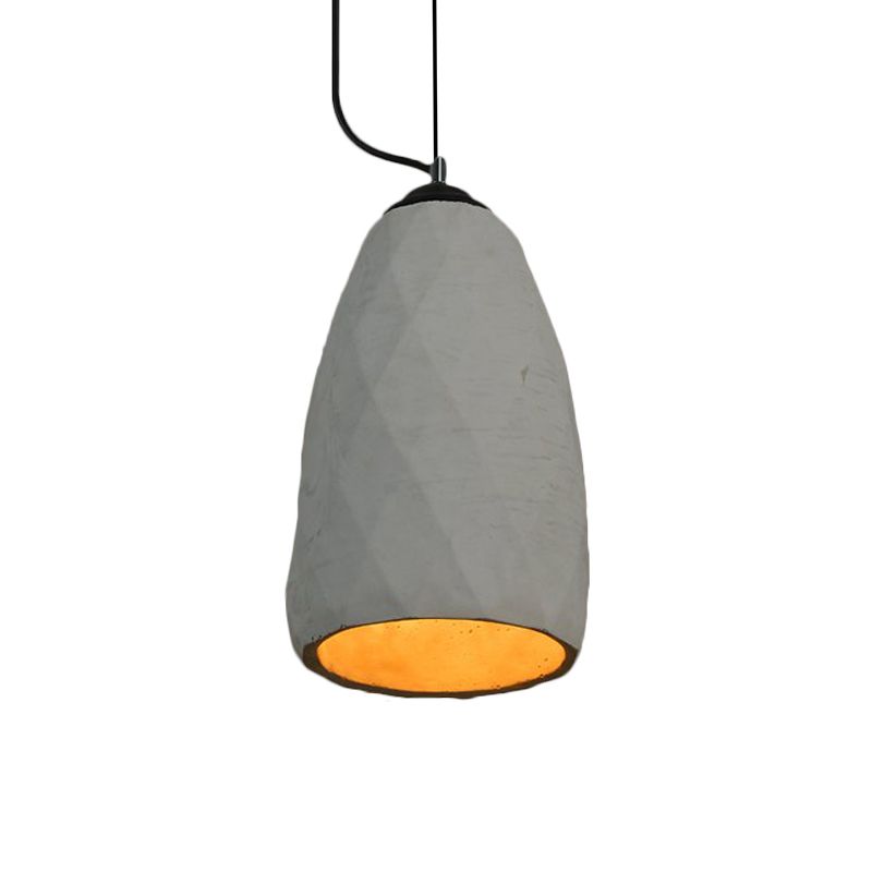 Vintage koepel/ovaal plafondlicht 1-licht cement mini hangende hanglamp in grijs, 6 "/10" breedte