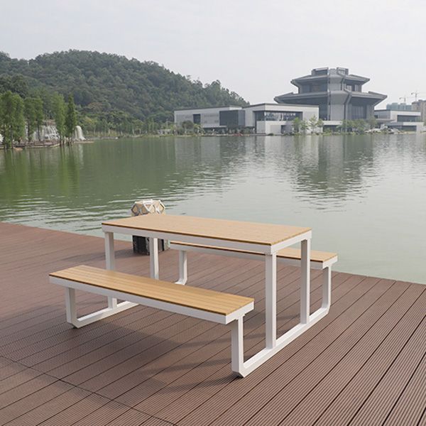 Contemporary Unfinished Rectangle Picnic Table UV Resistant Picnic Table