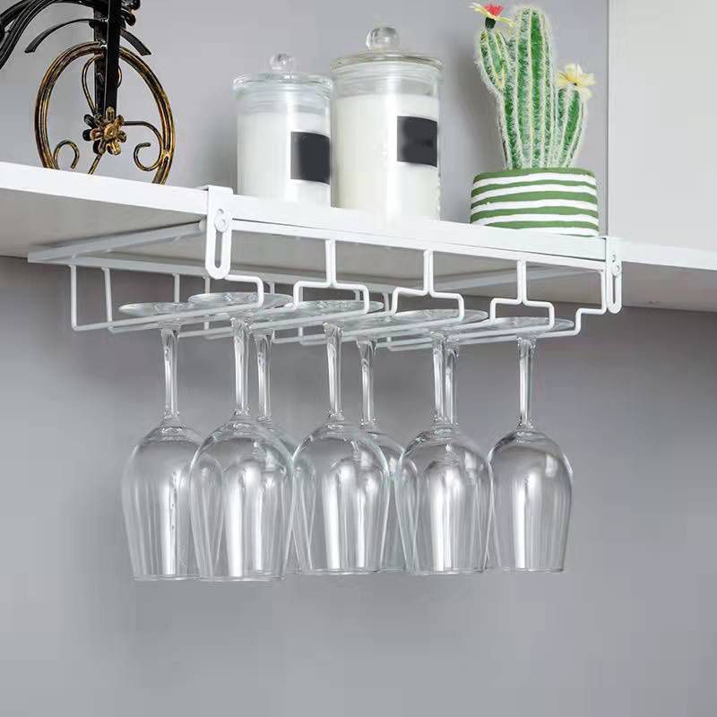 Contemporary Hanging Wine Glass Rack Stemware Holder for Kitchen