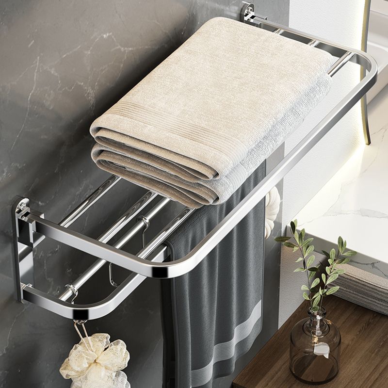 Polished Chrome Modern Bathroom Accessory Set in Stainless with Bath Shelf/Towel Bar