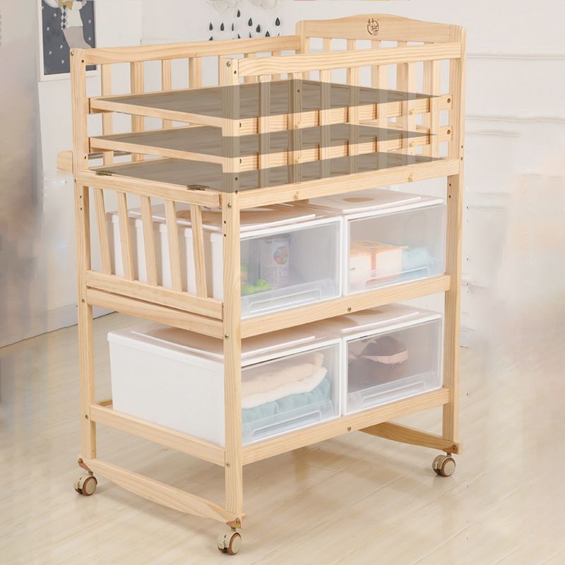 Modern Wooden Changing Table Safety Rails Changing Table with Shelf