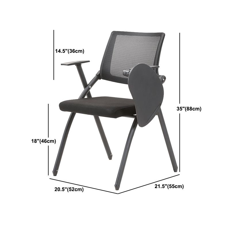 Contemporary Desk Chair Black Fixed Arms Low Back Office Chair