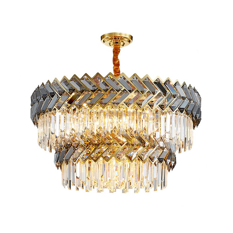 Prismatic Crystal Round Suspension Light Artistic en acier inoxydable Lumière pour le salon