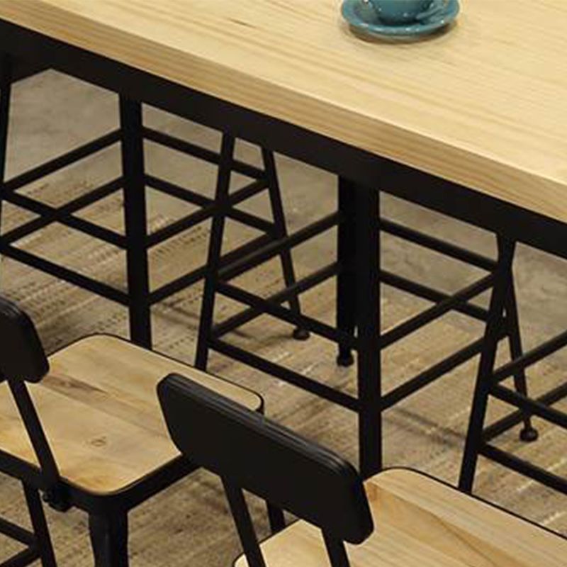 Pine Wood Bar Table Industrial Bar Dining Table with Sled Base in Black