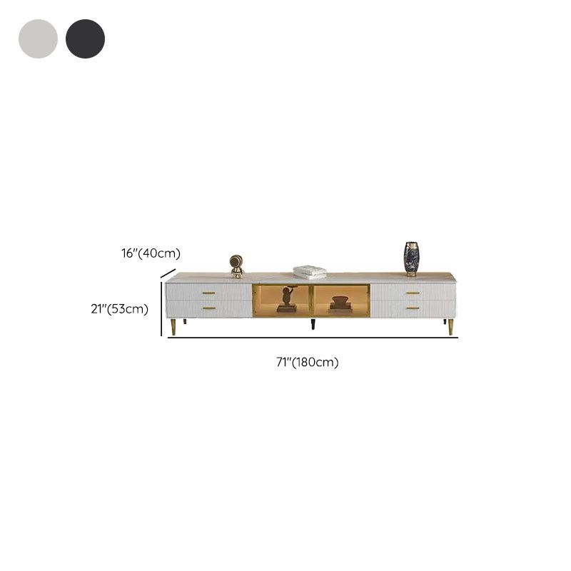 Enclosed Storage Media Console Stone TV Stand Console for Living Room