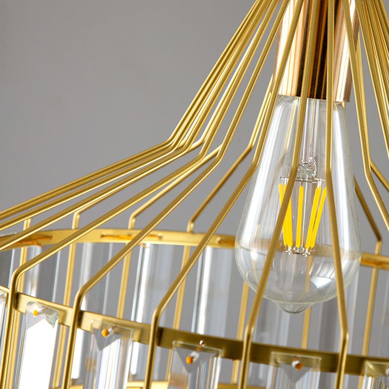 Postmodern Style Crystal Pendant Light Geometric Hanging Pendant for Bedroom