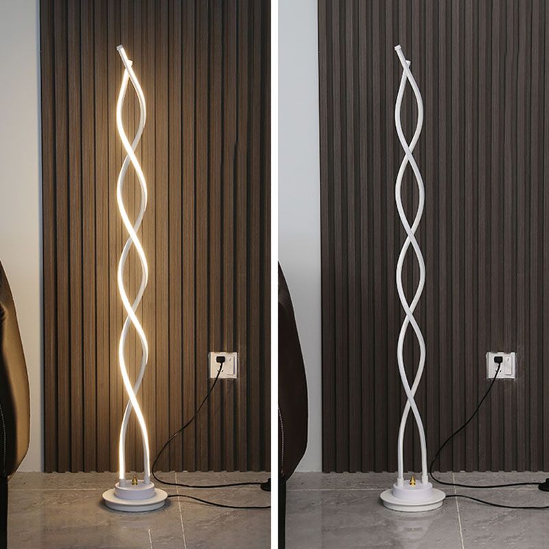 Metal Spiral Floor Lamps Modern Style 1 Light Standard Lamps for Living Room