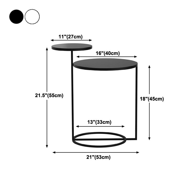 Non-storage Nightstand Modern Round Metal Night Table with Legs