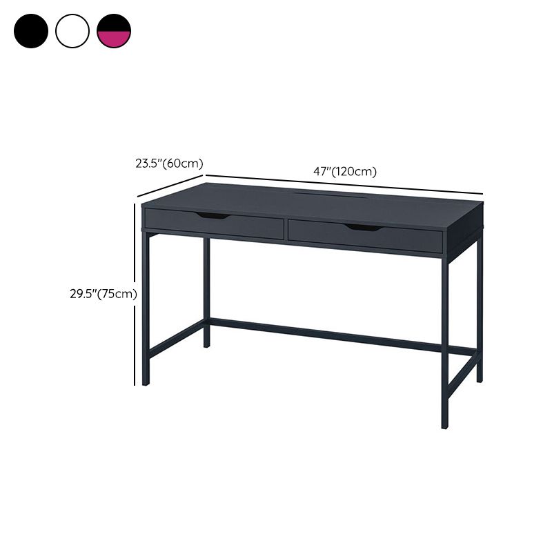 Rectangular Engineered Wood Writing Desk Contemporary Bedroom Office Desk with Drawers