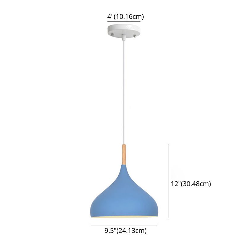 1 Light Teardrop Hanging Ceiling Light Nordic Aluminum Hanging Light for Restaurant