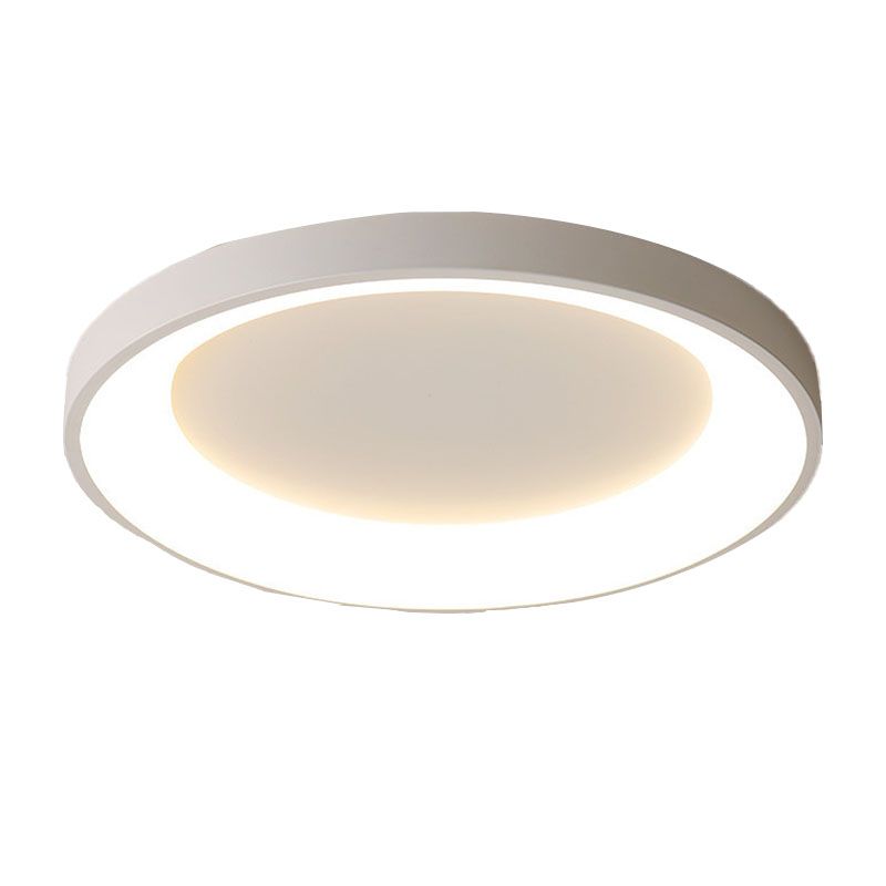 Matte White Flush Metal Contemporary Round LED Ceiling Flush Mount