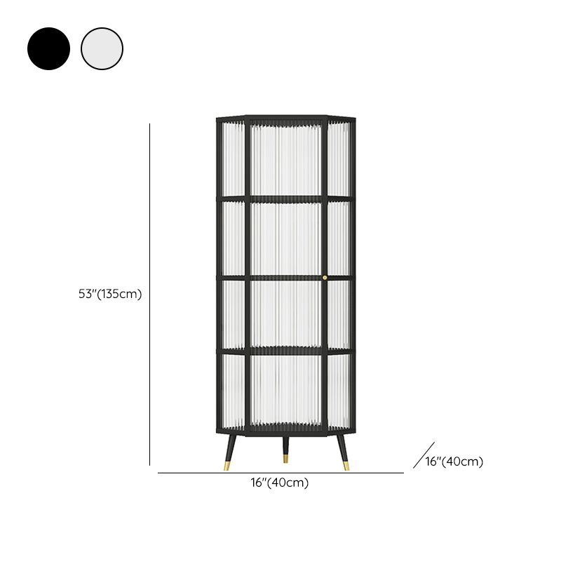 Industrial Curio Cabinet Metal Glass Doors Storage Cabinet with Legs for Living Room