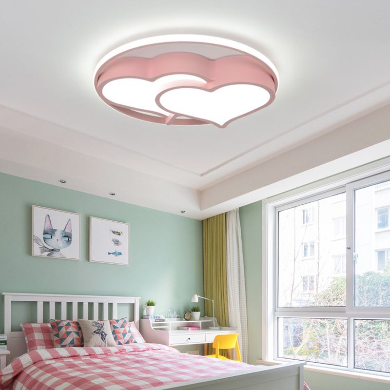 Heart Flush Mount Ceiling Light 1 Light Metal Kids Flush Mount Ceiling Light for Bedroom