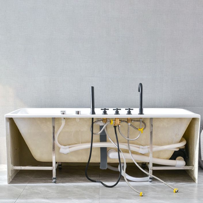 Modern Rectangular Bath Acrylic Center-Front Freestanding Bathtub