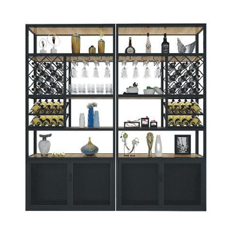 Iron Freestanding Wine Bottle & Glass Rack Modern Wine Rack with Shelf